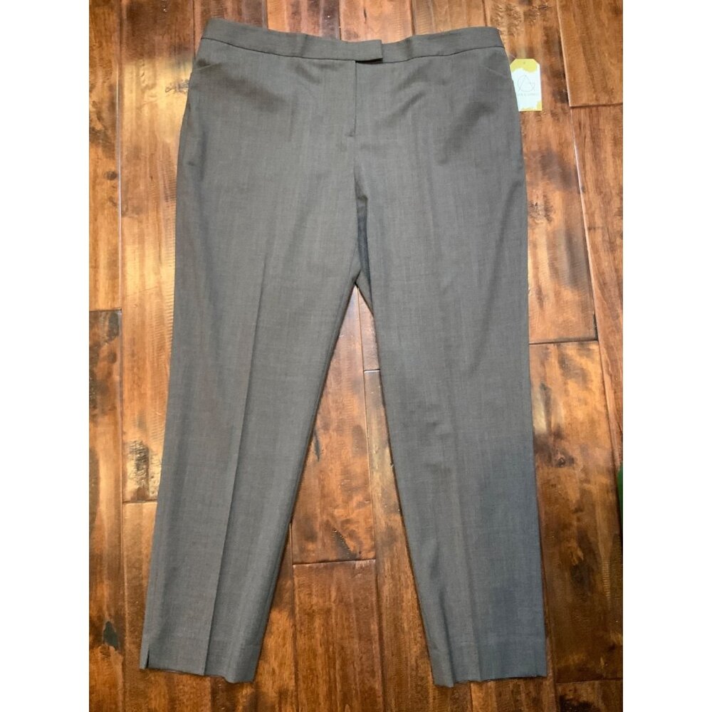 Lafayette 148 Irving Heather Brown Wool Blend Dress Pants, Size 16